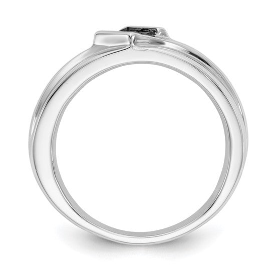 14k White Gold Black Diamond Mens Ring