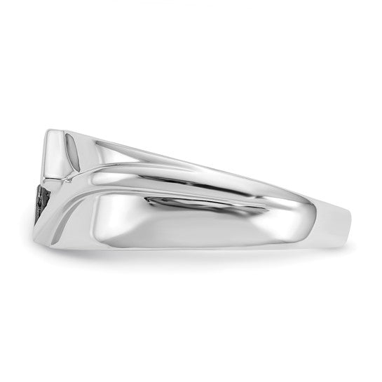 14k White Gold Black Diamond Mens Ring