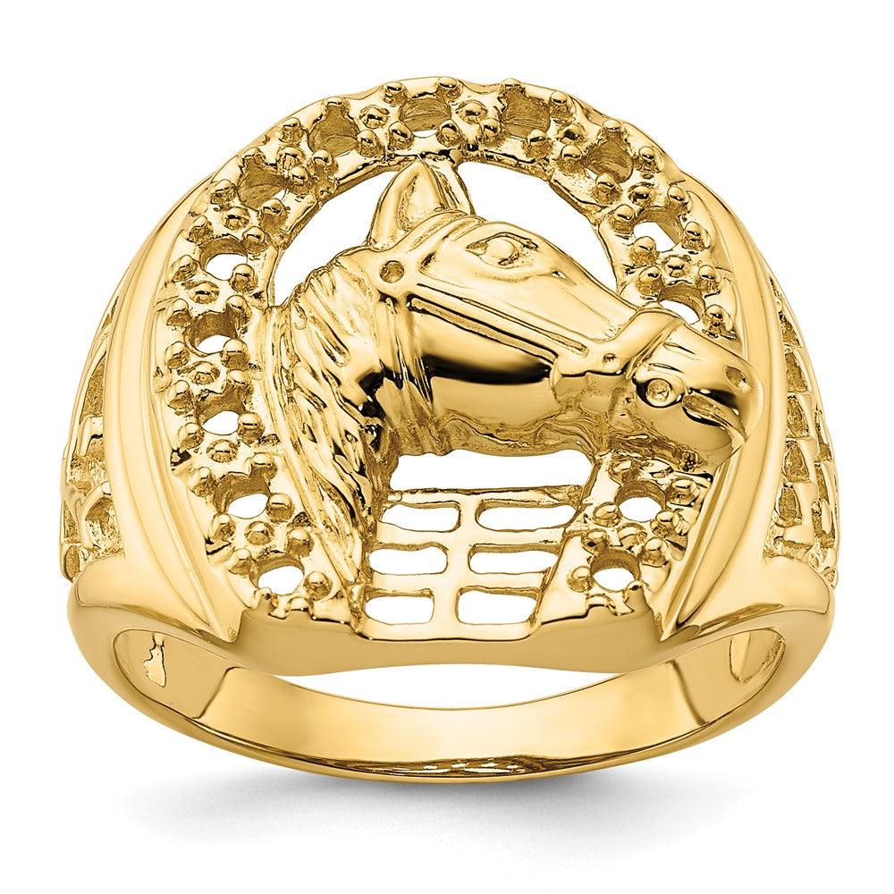 14k Horseshoe w/Horse in Center Mens Ring Mounting