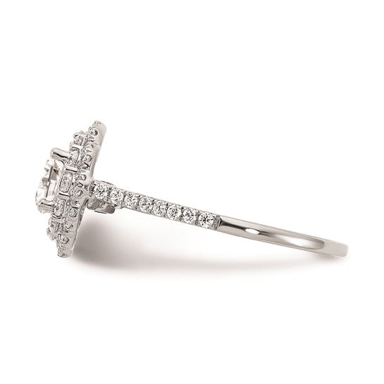 14k White Gold Double Halo (Holds 5/8 carat (5.5mm) Round Center) 1/2 carat Diamond Semi-Mount Engagement Ring