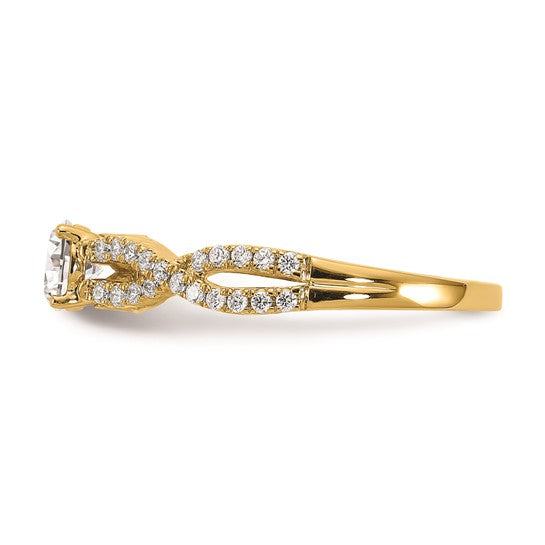 14k Criss-Cross (Holds 3/8 carat Round Center) 1/4 carat Diamond Semi-mount Engagement Ring