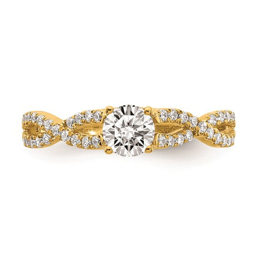 14k Criss-Cross (Holds 3/8 carat Round Center) 1/4 carat Diamond Semi-mount Engagement Ring