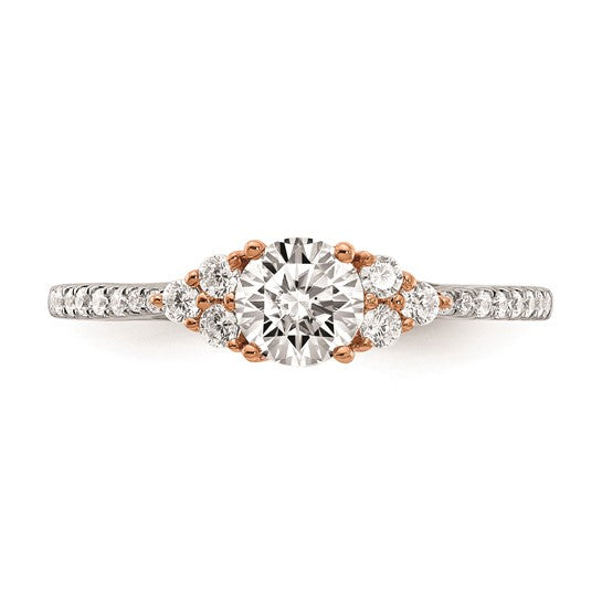 14k Rose Gold (Holds 1/2 carat (5.2mm) Round Center) 1/4 carat Diamond Semi-mount Engagement Ring