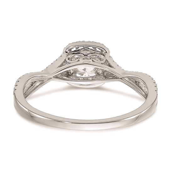 14k White Gold Halo Plus (Holds 1/2 carat (5.2mm) Round Center) 1/3 carat Diamond Semi-mount Engagement Ring