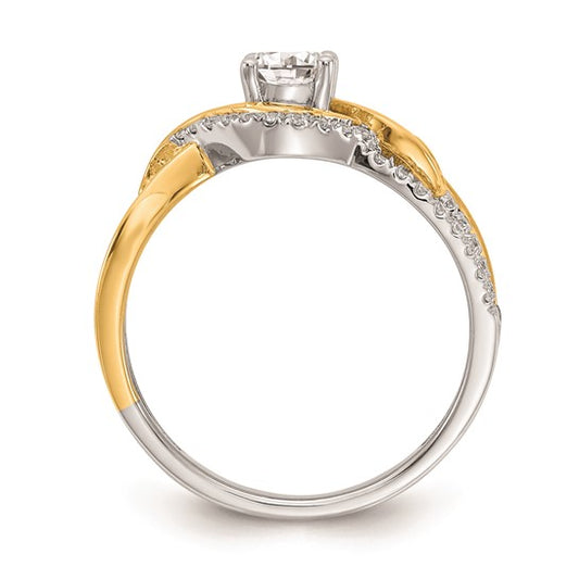 14k Two-tone Gold Diamond Semi-mount Engagement Ring