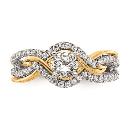 14k Two-tone Gold Diamond Semi-mount Engagement Ring