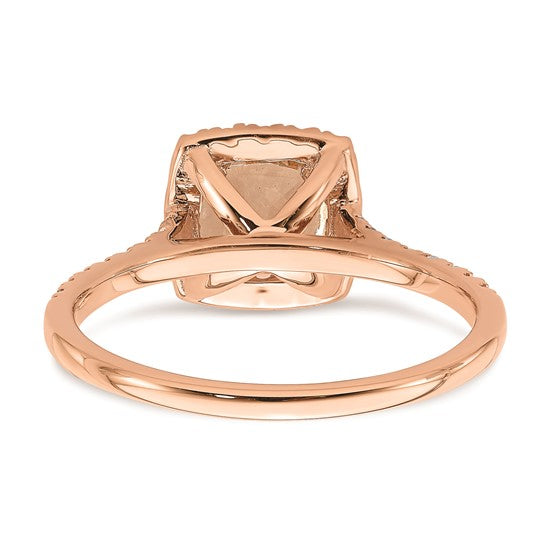 Blooming Bridal 14k Rose Gold Halo 6.00mm Cushion-cut Morganite and 1/4 carat Diamond Complete Engagement Ring
