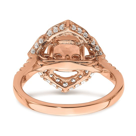 Blooming Bridal 14k Rose Gold Halo 7.00mm Cushion-cut Morganite and 3/4 carat Diamond Complete Engagement Ring