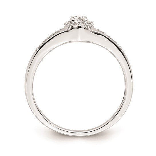 10k White Gold Halo Cluster 1/5 carat Diamond Complete Engagement Ring