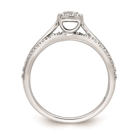 10k White Gold Halo Cluster 1/8 carat Diamond Complete Engagement Ring