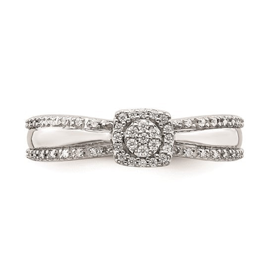 10k White Gold Halo Cluster 1/8 carat Diamond Complete Engagement Ring
