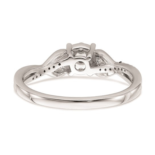 10k White Gold Cluster with 2 Hearts 1/6 carat Diamond Complete Engagement Ring