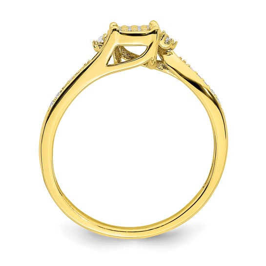 10k Yellow Gold Diamond Cluster Engagement Ring