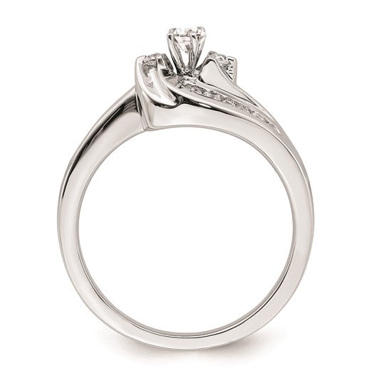 14k White Gold By-Pass Peg Set 1/3 carat Diamond Semi-mount Engagement Ring