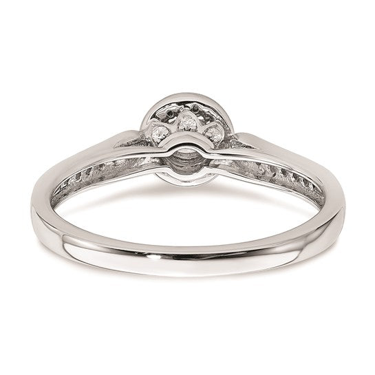 14k White Gold Halo (Holds 1/4 carat (4.1mm) Round Center) 1/6 carat Diamond Semi-mount Engagement Ring