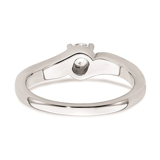 14k White Gold By-Pass (Holds 1/3 carat (4.5mm) Round Center) 1/20 carat Diamond Semi-mount Engagement Ring