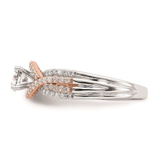 14k White and Rose Gold Twist Peg Set 1/2 carat Diamond Semi-mount Engagement Ring