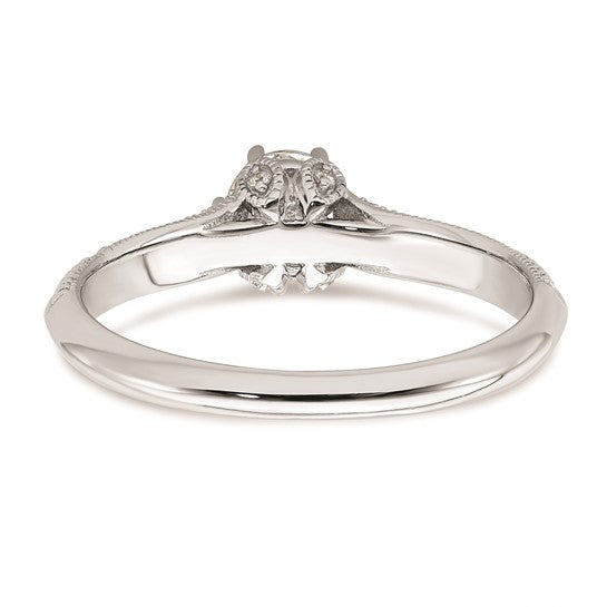 14K White Gold (Holds 1/2 carat (5.2mm) Round Center) 1/4 carat Diamond Semi-Mount Engagement Ring