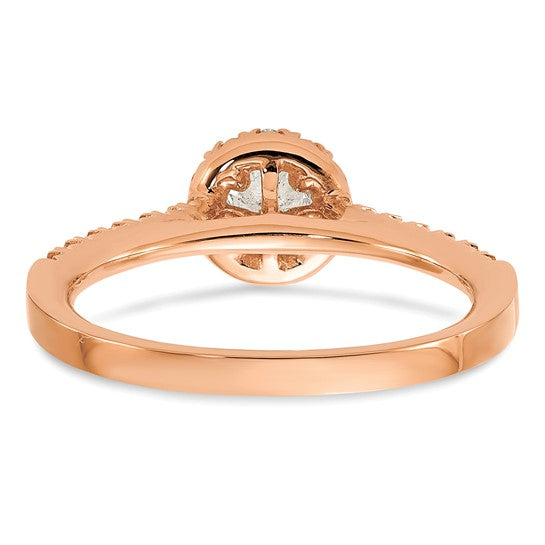 14K Rose Gold Eternal Promise Lab Grown Diamond Halo Complete Ring