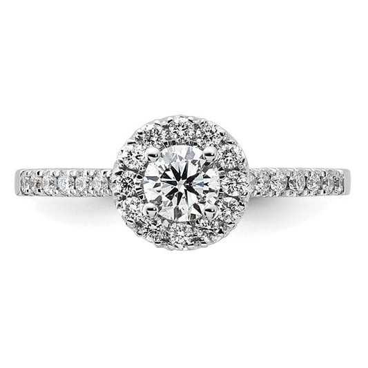14K White Gold Eternal Promise Lab Grown Diamond Halo Complete Ring