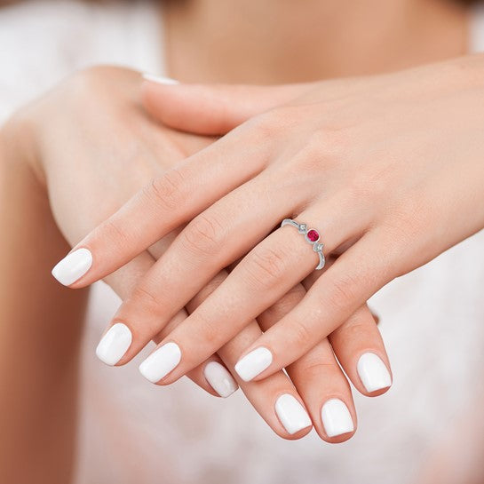14k White Gold Ruby and Diamond Ring