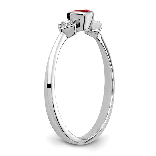 14k White Gold Ruby and Diamond Ring