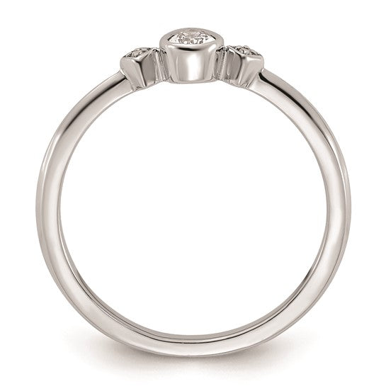 14k White Gold Petite 3-Stone 1/15 carat Pear Diamond Complete Promise/Engagement Ring