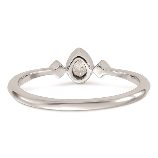 14k White Gold Petite 3-Stone 1/15 carat Pear Diamond Complete Promise/Engagement Ring