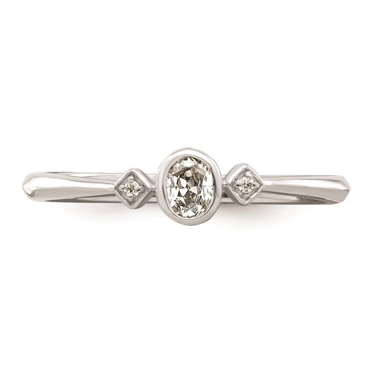 14k Petite 3-Stone 1/15 carat Oval Diamond Complete Promise/Engagement Ring