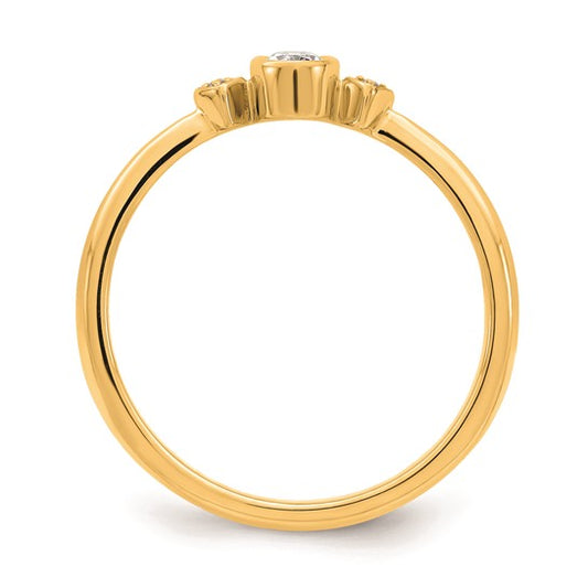 14k Petite 3-Stone 1/15 carat Oval Diamond Complete Promise/Engagement Ring