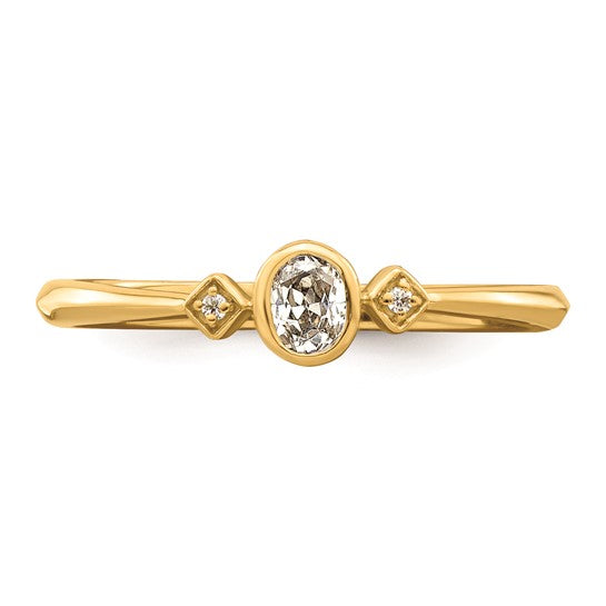 14k Petite 3-Stone 1/15 carat Oval Diamond Complete Promise/Engagement Ring