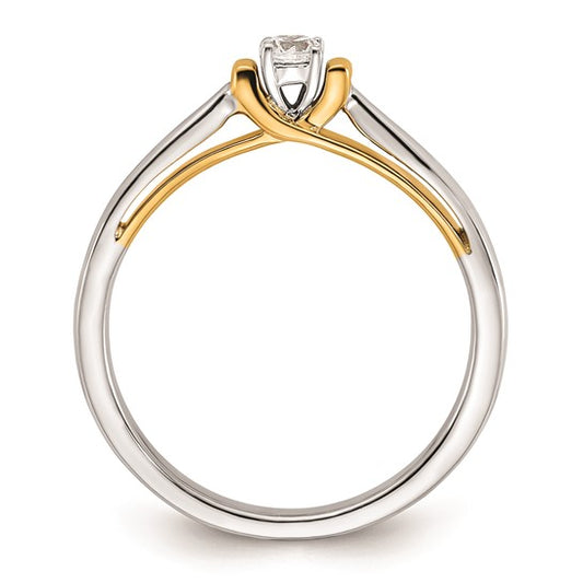 First Promise 14k Two-tone 1/10 carat Round Diamond Complete Promise/Engagement Ring