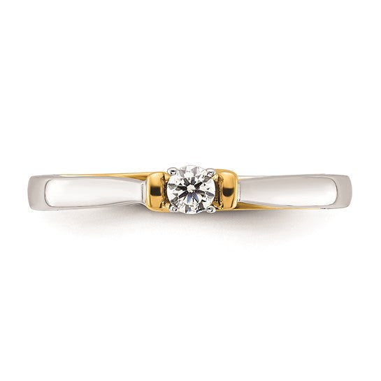 First Promise 14k Two-tone 1/10 carat Round Diamond Complete Promise/Engagement Ring