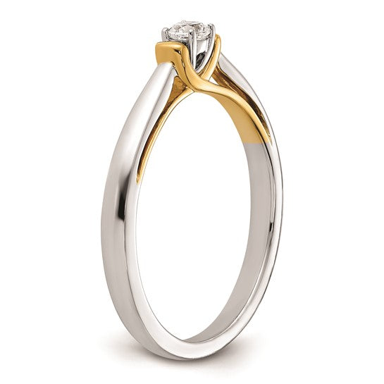 First Promise 14k Two-tone 1/10 carat Round Diamond Complete Promise/Engagement Ring