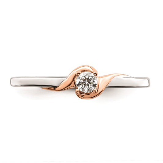 First Promise 14k White and Rose Gold 1/10 carat Round Diamond Complete Promise/Engagement Ring