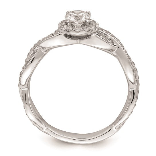 14k White Gold Halo Plus 3/8 carat Diamond Complete Engagement Ring