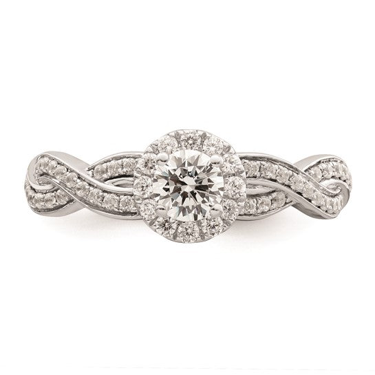 14k White Gold Halo Plus 3/8 carat Diamond Complete Engagement Ring