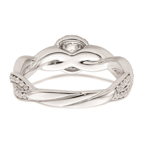 14k White Gold Halo Plus 3/8 carat Diamond Complete Engagement Ring