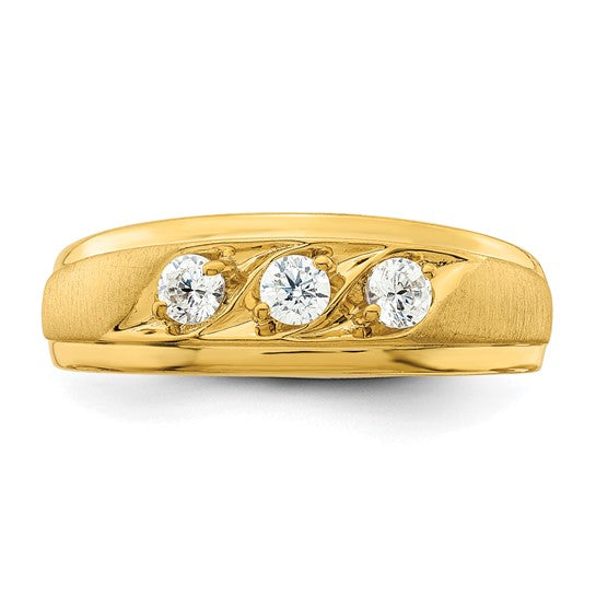 14K 3-Stone 3/8 carat Diamond Complete Men's Ring