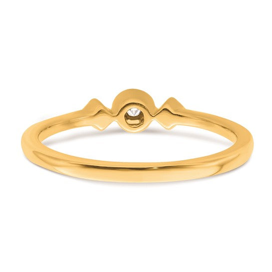 14k Beaded Edge Petite 3-Stone 1/15 carat Cushion Diamond Complete Promise/Engagement Ring