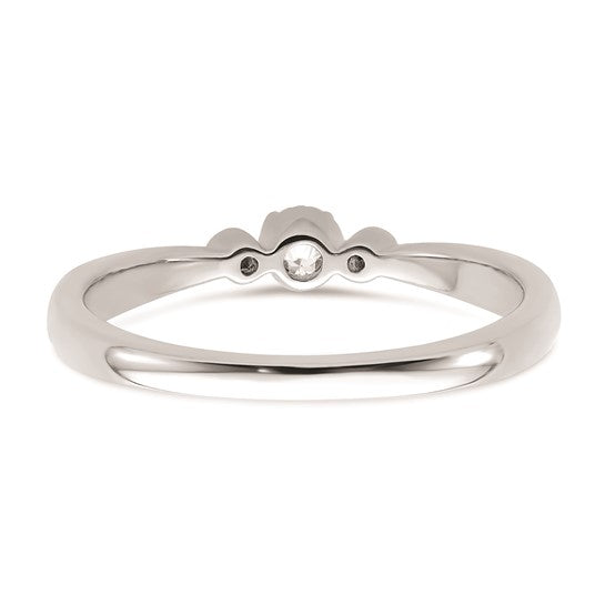 14k White Gold Beaded Edge Petite 3-Stone 1/15 carat Round Diamond Complete Promise/Engagement Ring