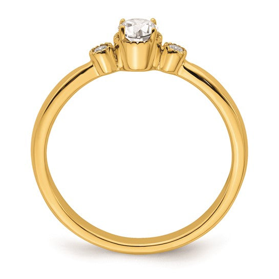 14k Beaded Edge Petite 3-Stone 1/4 carat Round Diamond Complete Promise/Engagement Ring