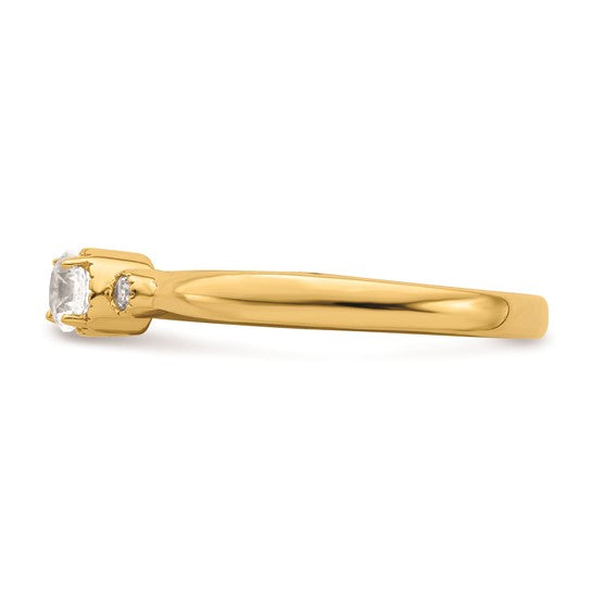 14k Beaded Edge Petite 3-Stone 1/4 carat Round Diamond Complete Promise/Engagement Ring