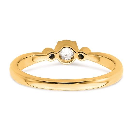 14k Beaded Edge Petite 3-Stone 1/4 carat Round Diamond Complete Promise/Engagement Ring