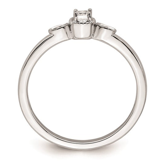 14k White Gold Rope Edge Petite 1/15 carat Cushion-cut Diamond Complete Promise/Engagement Ring