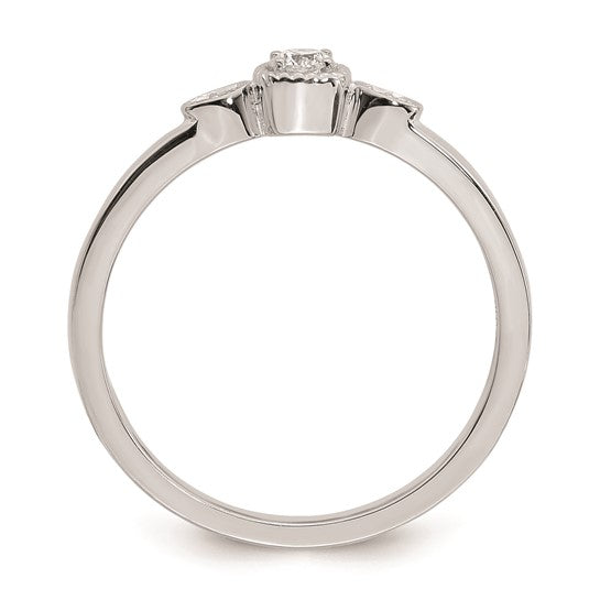 14k White Gold Rope Edge Petite 1/15 carat Round Diamond Complete Promise/Engagement Ring