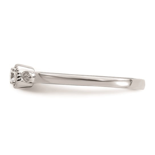 14k White Gold Rope Edge Petite 1/15 carat Round Diamond Complete Promise/Engagement Ring