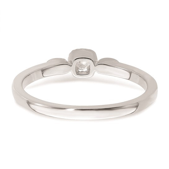 14k White Gold Rope Edge Petite 1/15 carat Round Diamond Complete Promise/Engagement Ring