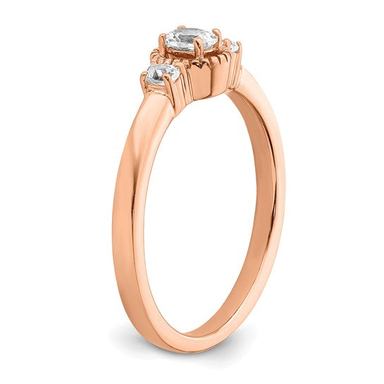 14k Rose Gold Beaded Edge Petite 3-Stone 1/4 carat Oval Diamond Complete Promise/Engagement Ring