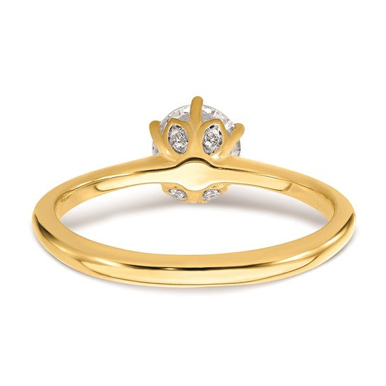 14k (Holds 3/4 carat (5.80 mm) Round) 4-Prong with .02 carat Diamond Leaf Design Semi-Mount Engagement Ring